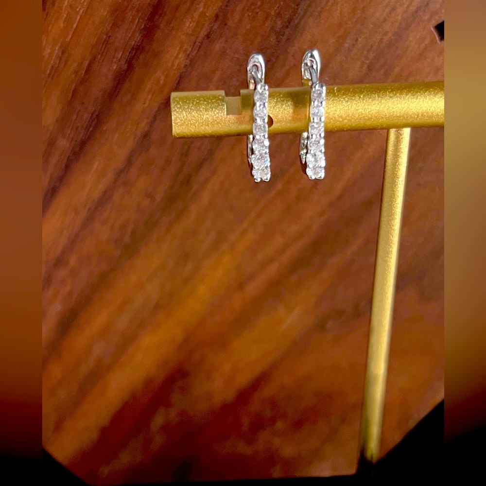 Zirconia Sterling Silver Dainty Hoop Earrings